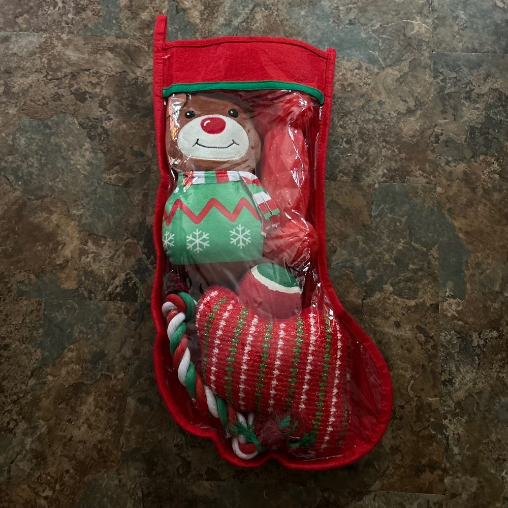 Vibrant Life Dog Toy Christmas Stocking With 5 Chewy Toys Rope Stuffed Animal